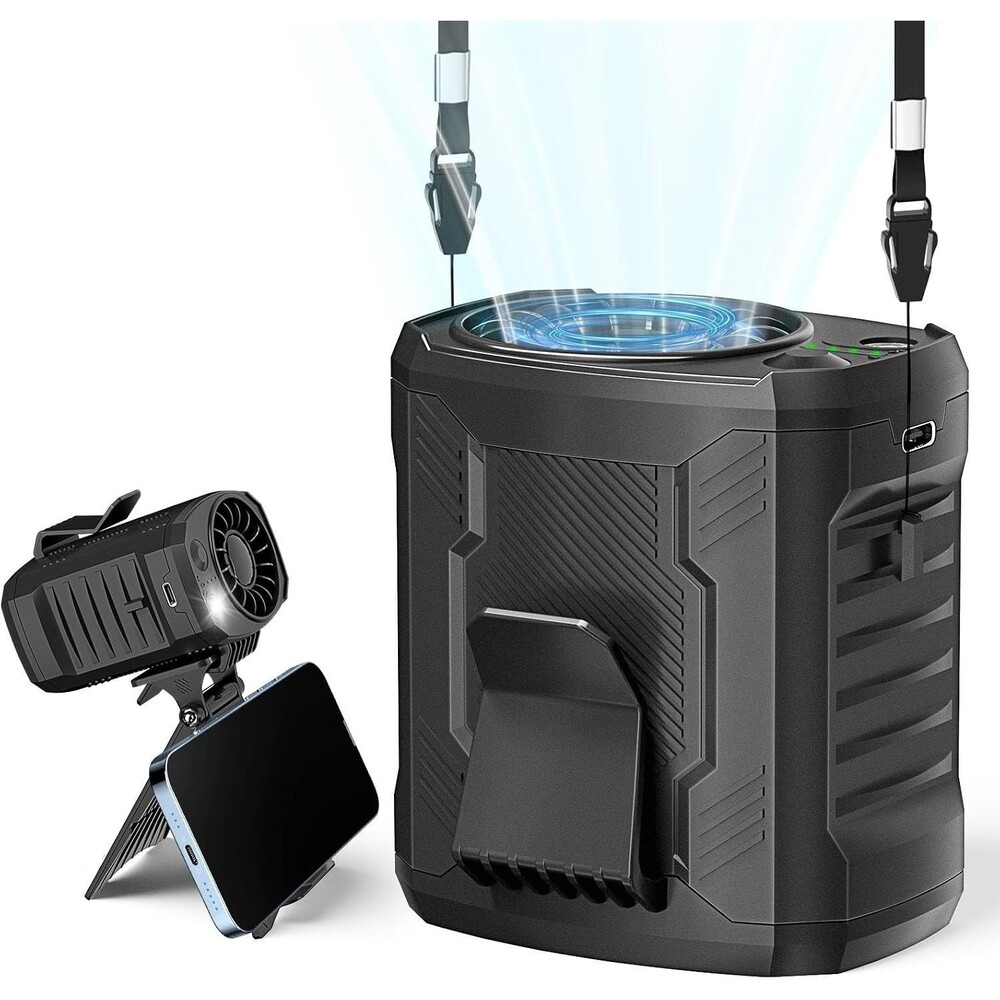 Portable Personal Waist Neck Fan 10000rpm 4 Speed Rechargeable Battery